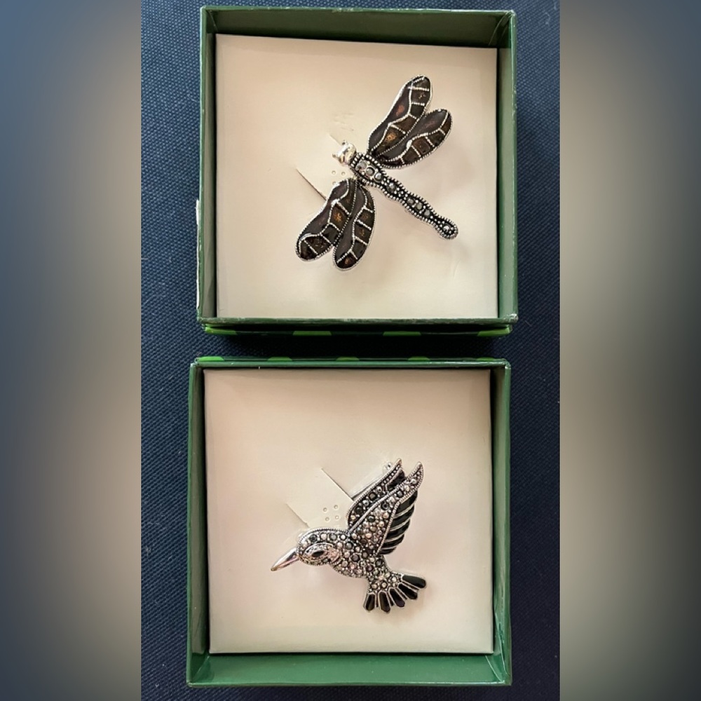 Bird Brooch and Dragonfly Brooch both with pin clasp